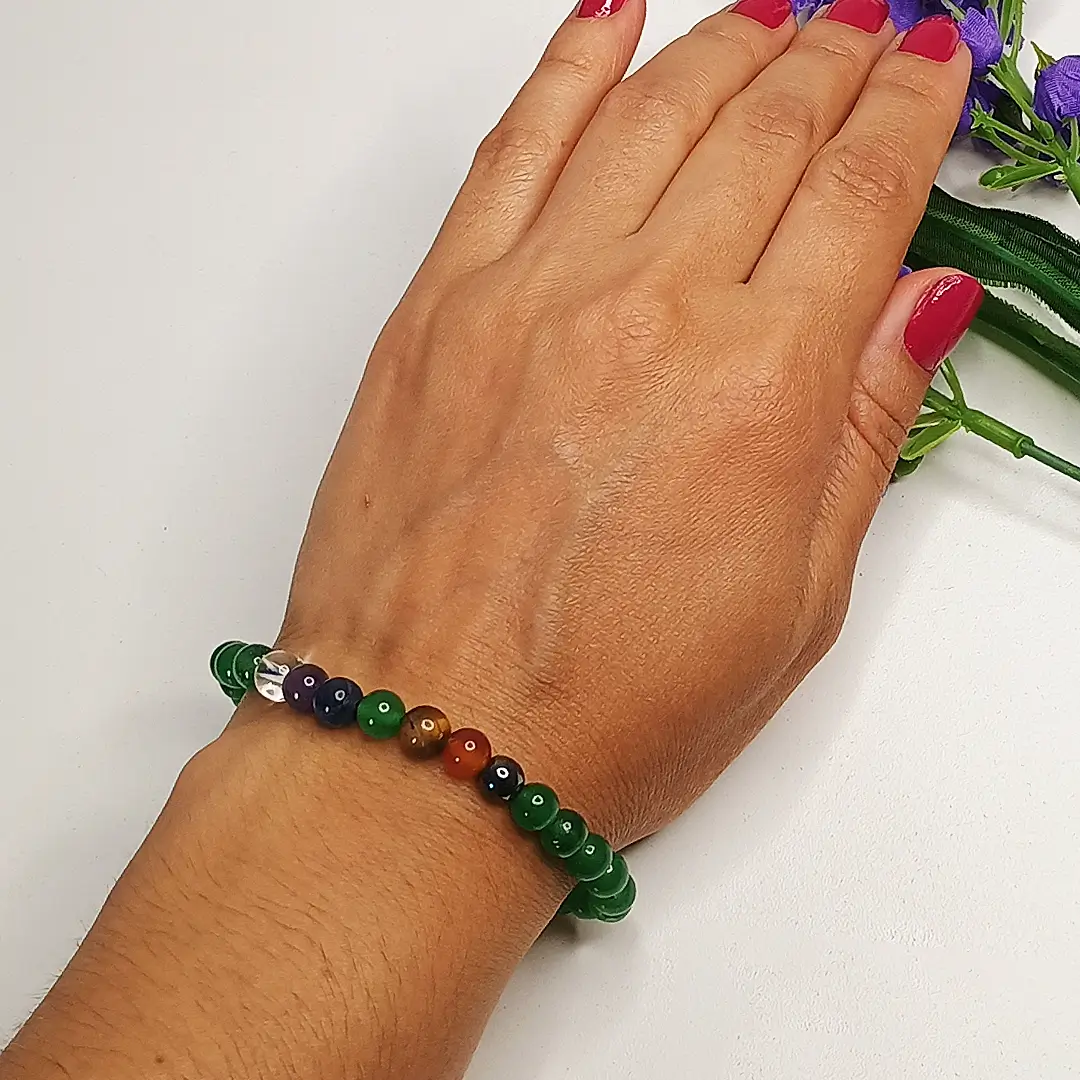 Pulseira dos 7 Chakras – (Base de Quartzo-verde)